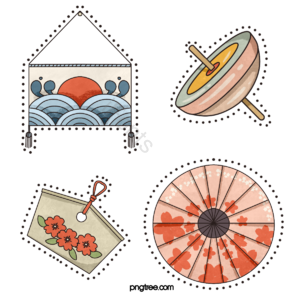 日本 陀螺 挂毯 纸伞 可爱 贴纸 简约 手绘