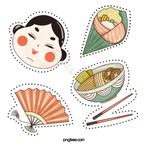 日本 面具 寿司 拉面 扇子 清新 手绘 简约