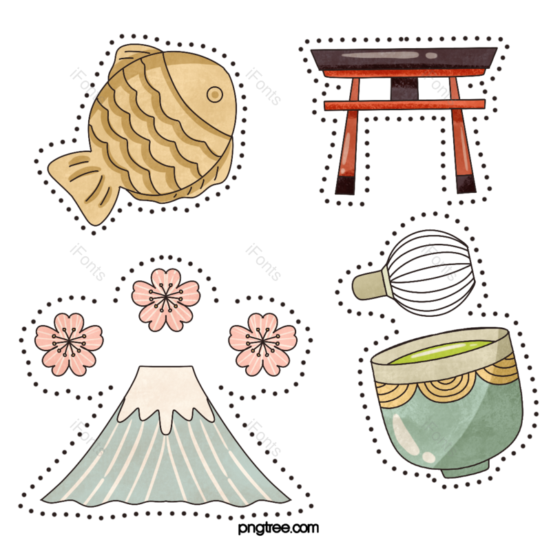 日本图片,动画片元素,简单PNG,手绘免抠素材