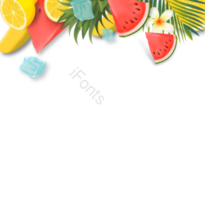 夏季 绿色 菠萝 黄色 柠檬 红色 西瓜 装水果
