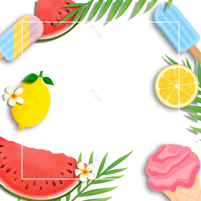 西瓜图片,组合元素,水果PNG,树叶免抠素材
