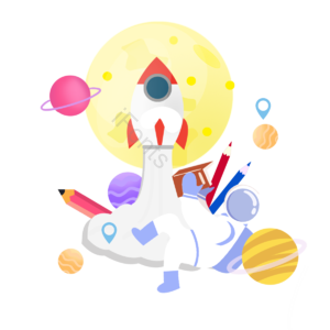 太空 教育 铅笔 学习 文具 书本 星球 蓝色