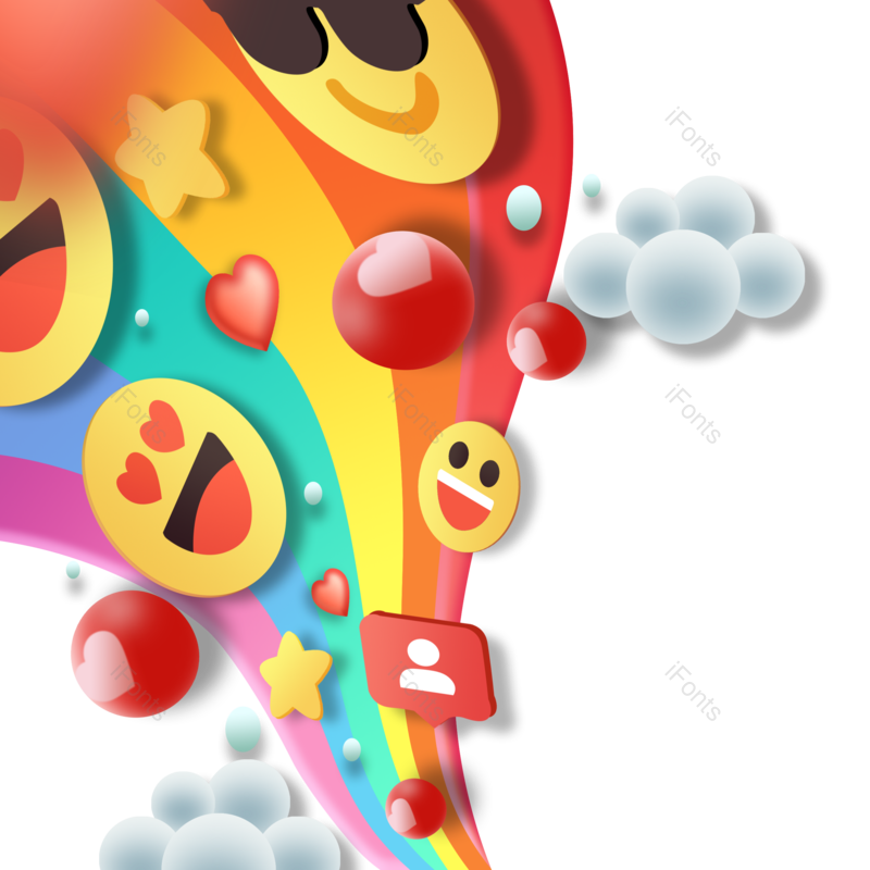 卡通图片,动感元素,彩虹PNG,漂浮免抠素材