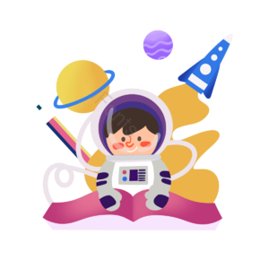 火箭 星球 学习 文具 书本 太空 蓝色 粉色