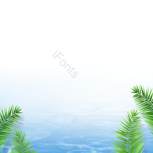 水池 波光 水 渐变 蓝色 波纹 夏天 叶子