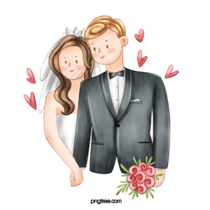 新人 新娘 新郎 捧花 婚礼 结婚 婚纱 手绘