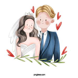 新人 婚礼 结婚 婚纱 手绘 情侣 卡通 清新