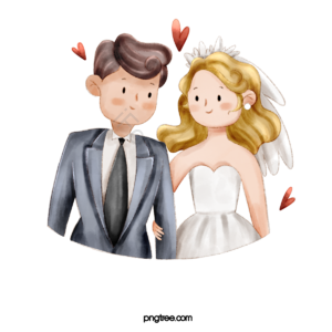 新人 婚礼 结婚 婚纱 西装 爱心 可爱 手绘