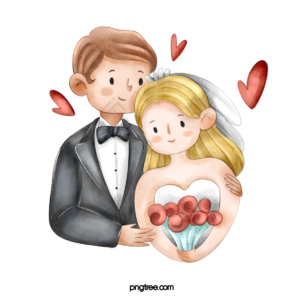 新人 婚礼 结婚 婚纱 西装 爱心 可爱 手绘