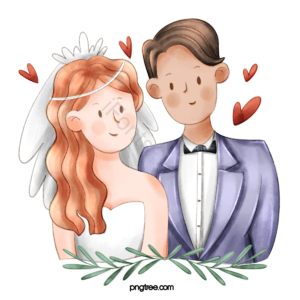 新人 婚礼 结婚 婚纱 西装 爱心 可爱 手绘