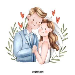 新人 新娘 新郎 婚礼 婚纱 清新 可爱 手绘