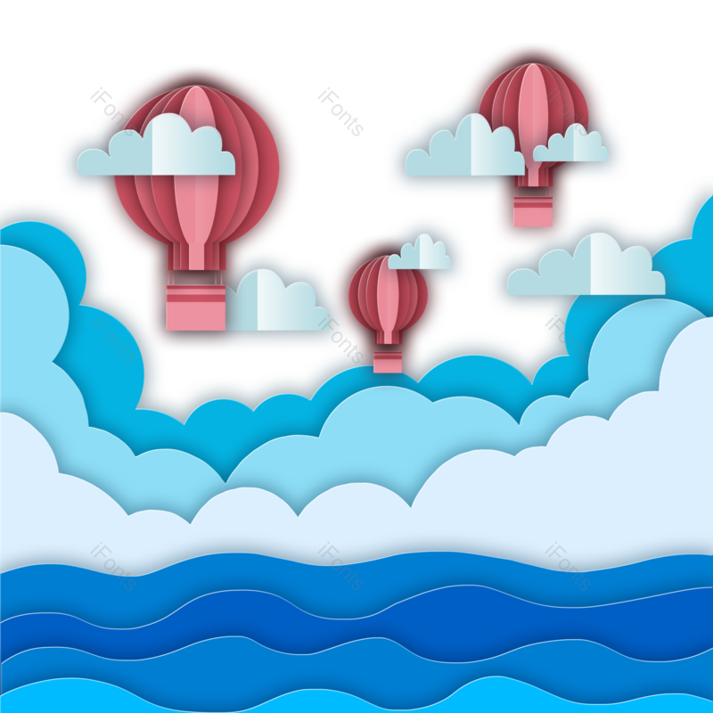 剪纸图片,海洋元素,动画片PNG,海边免抠素材