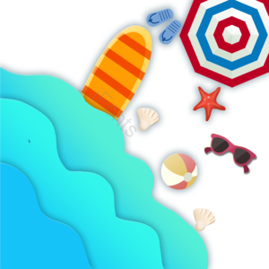 夏季 假期中 风景 插画 剪纸 玩 片状云 海浪