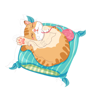 猫垫子 可爱 猫咪 毛线球 猫 手绘 慵懒 睡觉
