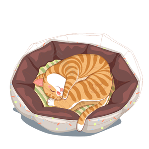 猫窝 熟睡 宠物 猫咪 垫子 虎皮猫咪 可爱 手绘