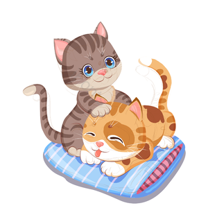 手绘 卡通 玩耍 宠物猫 枕头 可爱 宠物 猫