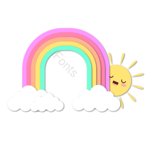 彩虹 卡哇伊 天空 立体 剪纸 阳光 动画片 可爱