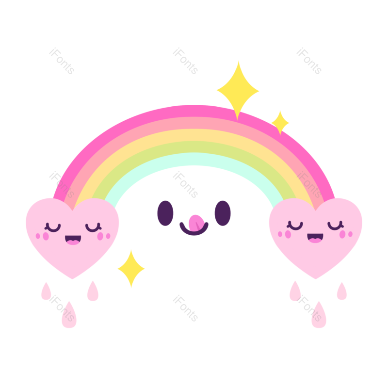天空图片,动画片元素,彩虹PNG,笑脸免抠素材