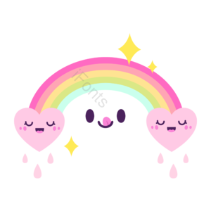 卡哇伊 彩虹 动画片 可爱 天空 雨 微笑的面孔 笑脸