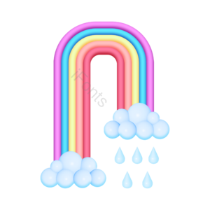 卡哇伊 彩虹 动画片 立体 有创意的 片状云 雨 天空