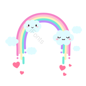 卡哇伊 彩虹 片状云 天空 可爱 幻想 有趣的 动画片