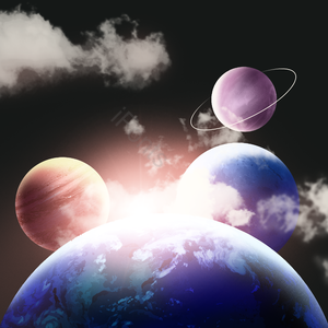 手绘竽 立体 样式 星球 和风装饰 粒子 多彩光效 隔空