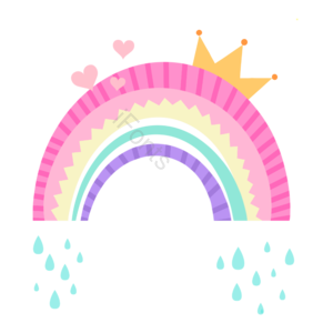 彩虹 卡哇伊 创意 可爱 下雨 皇冠 天空 雨天