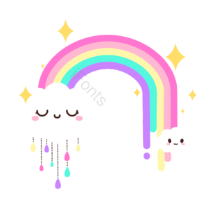 彩虹 卡哇伊 可爱 有创意的 动画片 雨 天空 笑脸