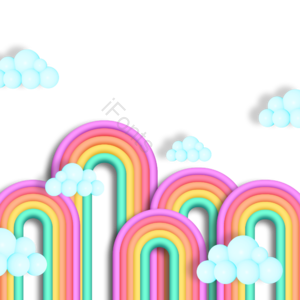 卡哇伊 彩虹 云朵 立体 创意 梦幻 可爱 天空装饰