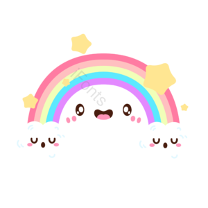 卡哇伊 彩虹 动画片 片状云 可爱 天空 雨 有创意的