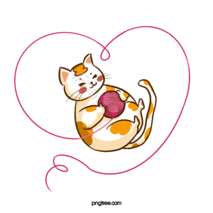宠物 宠物猫 猫咪 手绘 毛线 线团 玩耍 爱心