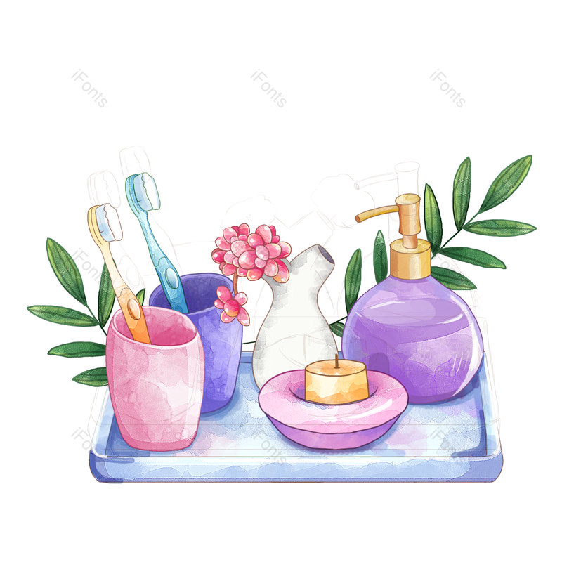 洗手液图片,水彩画元素,盆栽PNG,植物免抠素材