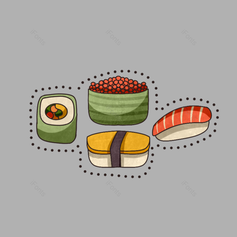 卡通图片,日本美食元素,寿司PNG,手绘免抠素材