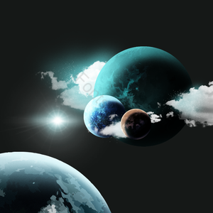 漂浮 星球 蓝色 星云 宇宙 动画片 星河 隔空