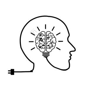逻辑 将科学 数学 创意 大脑头脑 人体大脑脑子 手绘竽 灯光灯泡
