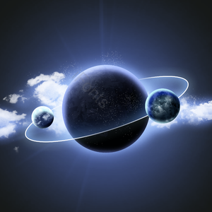 清凉 神秘 蓝色 星球 宇宙 星河 光点灯光光效 云朵