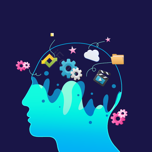 手绘竽 逻辑 将科学 数学 创意 大脑头脑 人体大脑脑子 图标
