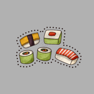 卡通日式料理 三文鱼 好吃的 卡通 日本美食 寿司 手绘 点心