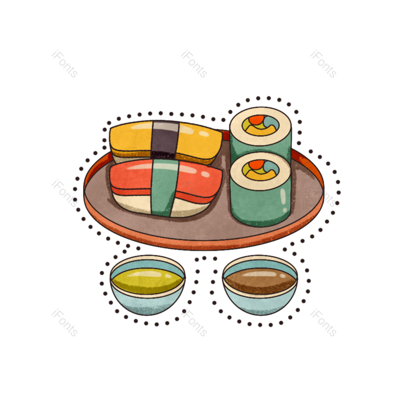 卡通图片,日本美食元素,寿司PNG,手绘免抠素材