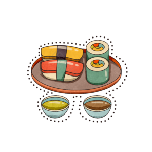 卡通日式料理 好吃的 卡通 日本美食 寿司 手绘 点心 糕点