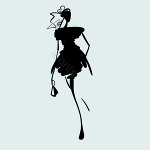 时尚 黑色 手绘竽 文摘 时尚设计 服饰服装 裙子 插画用图