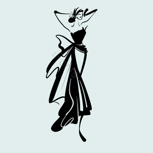 时尚插画 时尚设计 黑色 猫道 服饰 裙子 插画 时尚