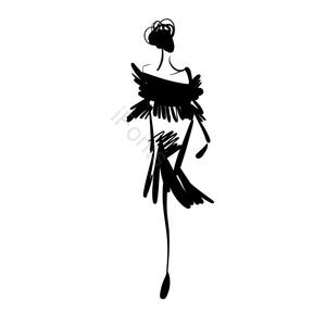 时尚 黑色 手绘竽 文摘 时尚设计 服饰服装 裙子 插画用图