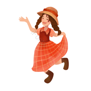 工作 跳舞 舞蹈 戴草帽 草帽 女人插画 人物插画 女性