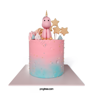 蛋糕 生日蛋糕 独角马 星星 奶油 粉色 金色 蓝色