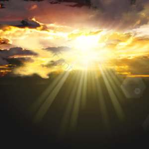 金色 傍晚 云层 落日 太阳光 黄昏 透光 火烧云