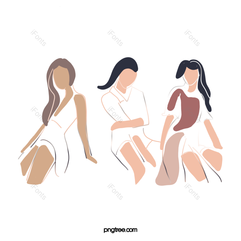 线条图片,模特元素,美女PNG,插画免抠素材