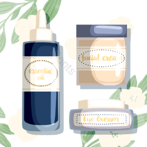 化妆品 护肤品 面膜 精华 精油 眼霜 植物 手绘