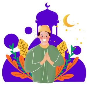 月亮 祝贺 开斋节 手绘 卡通 帽子 粉色 手掌