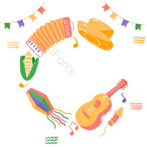 风琴 手绘竽 狂欢 横额 黄色 红色 festa junina